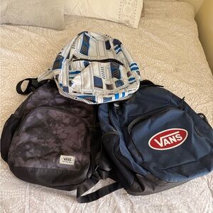 Vans Blue, Black, and White Backpack Trio
